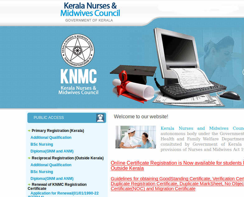 Kerala Nursing Council (KNMC) Registration / Renewal Application
