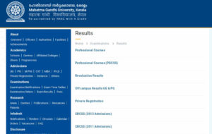 MG University BTech Result, BCom Result, BSc Result, BA Result, BBA/BCA Result