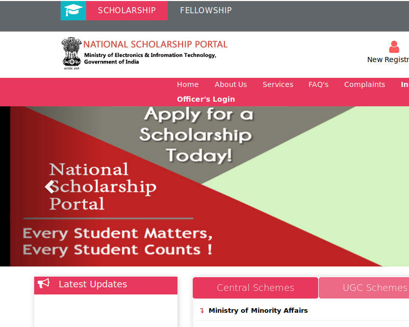 Central Sector Scholarship Application Form / CSS Scholarship Renewal Application Form