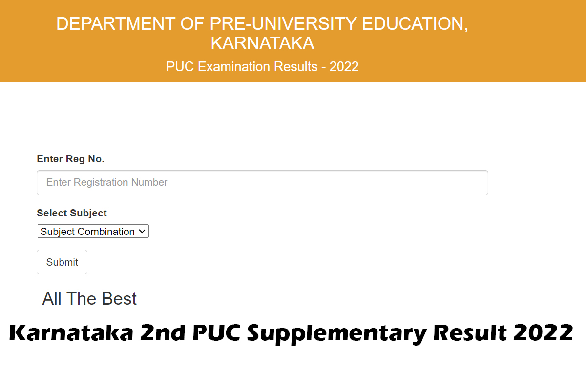 Karnataka 2nd PUC Supplementary Result 2022