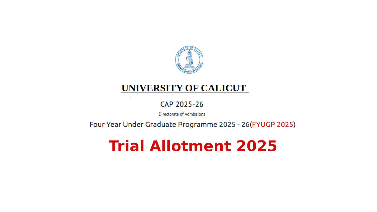 Calicut University FYUGP Trial Allotment 2025