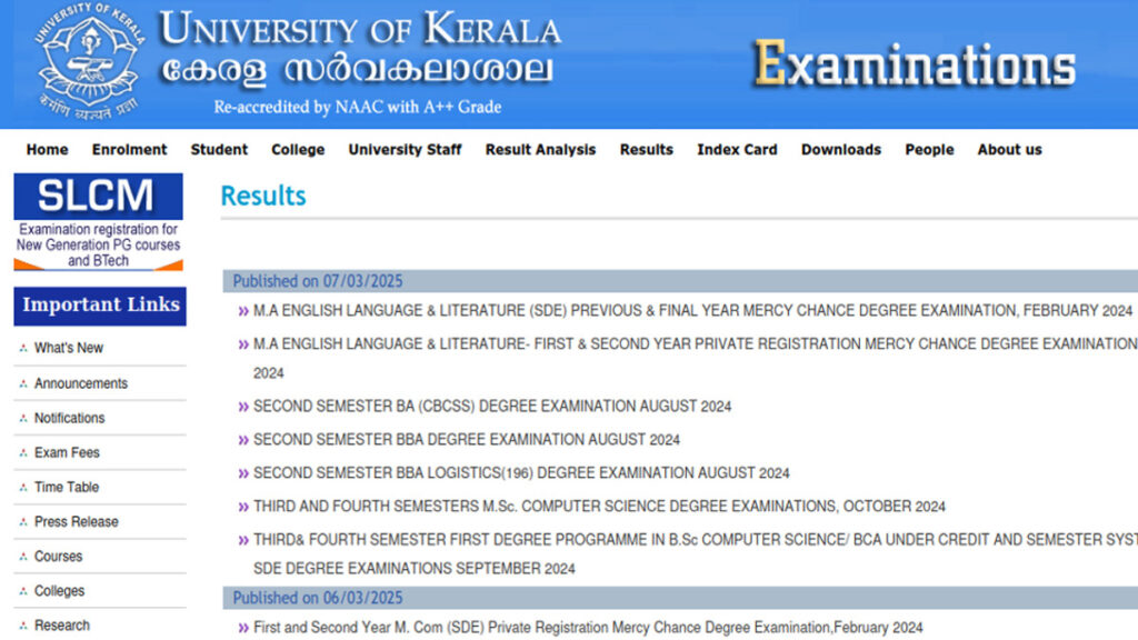 Kerala University 2025 Result